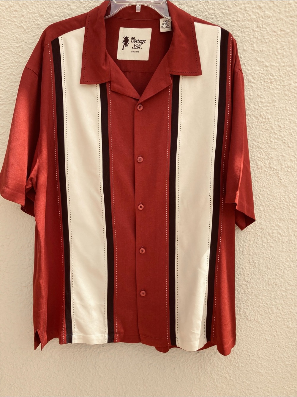 Vintage Silk Camp Bowling Shirt  XXL